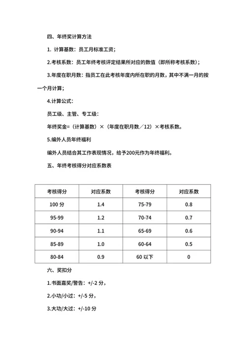 公司年终奖考核制度word模板