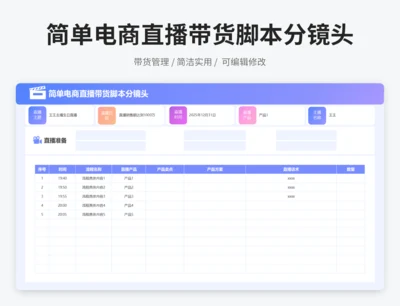 简单电商直播带货脚本分镜头