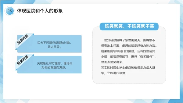 蓝色几何边框简洁医务人员职业素养培训PPT