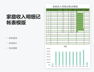 家庭收入明细记帐表模版