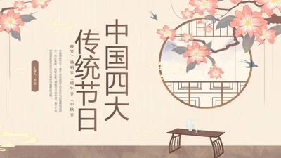 黄色中国风中国四大传统节日介绍PPT