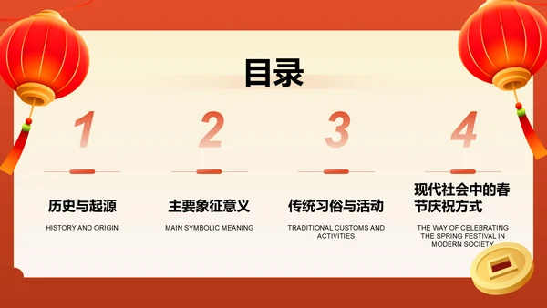 红色喜庆风春节与中国农历新年的象征意义PPT模板