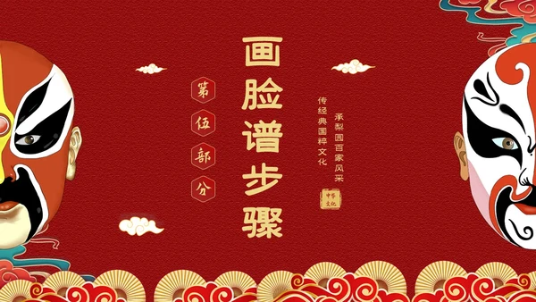 红色国潮风中国国粹京剧脸谱介绍PPT
