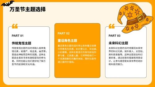 橙色插画风万圣节主题派对策划PPT模板