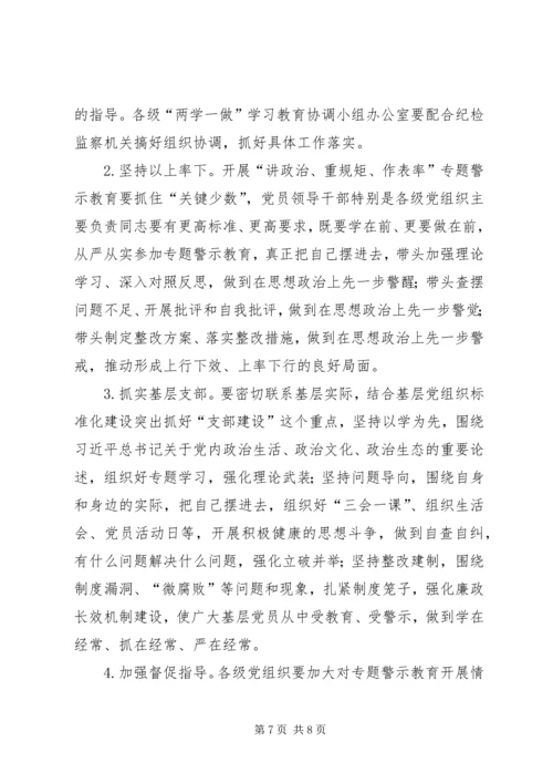 全县党员干部中开展“讲政治、重规矩、作表率”专题警示教育方案.docx