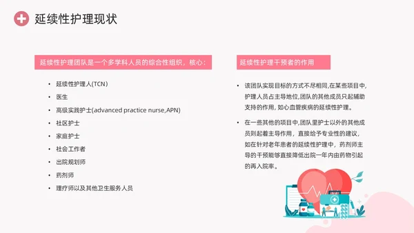 粉色卡通扁平插画延续性护理服务医护培训动态PPT