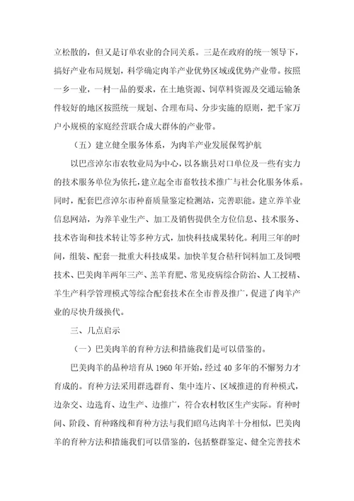 关于巴彦淖尔市肉羊产业及肉羊育种工作情况的考察报告