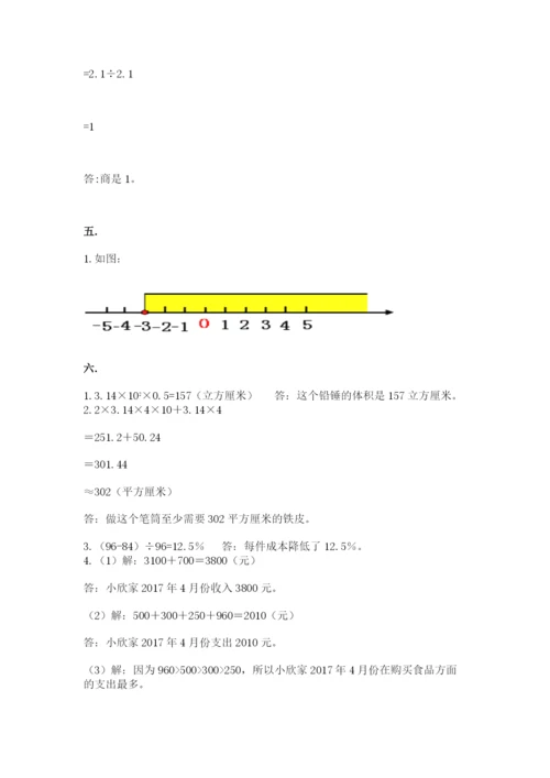 小学六年级数学期末自测题及参考答案ab卷.docx