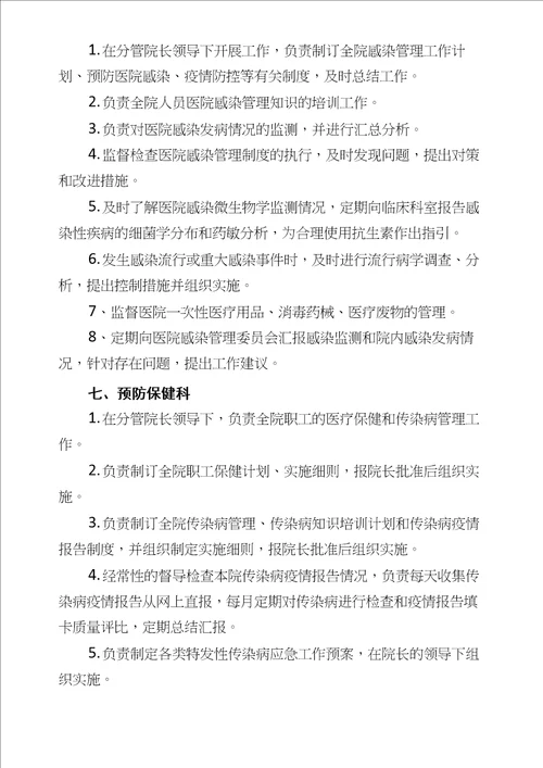 医院职能部门岗位职责和组织架构图