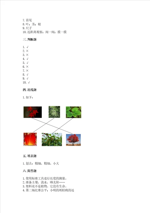 教科版一年级上册科学期末测试卷含完整答案历年真题