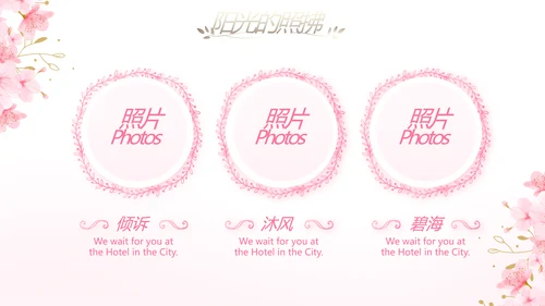 粉色唯美我们的婚礼动态PPT模板