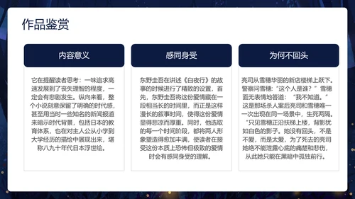 卡通深黑色白夜行文学小说读书分享会PPT模板