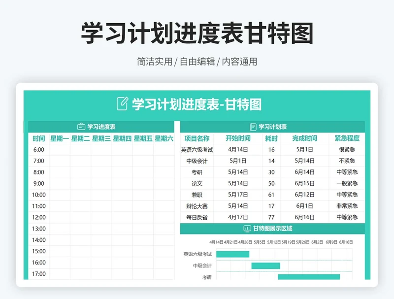 学习计划进度甘特图