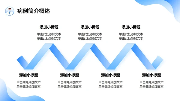 蓝色扁平插画风病例总结汇报PPT模板