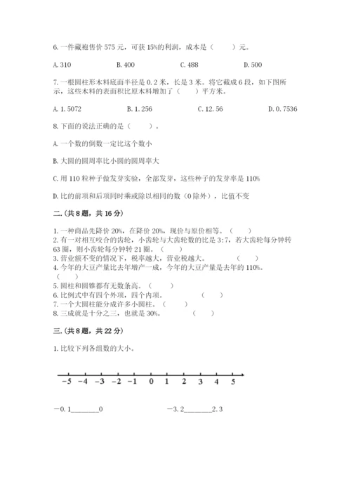 人教版六年级数学小升初试卷及参考答案【能力提升】.docx