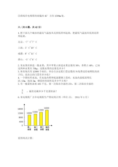 小学六年级下册数学摸底考试题含答案（巩固）.docx