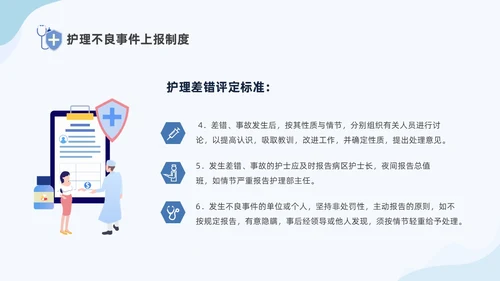 蓝色商务简约插画风医疗护理不良事件报告制度ppt