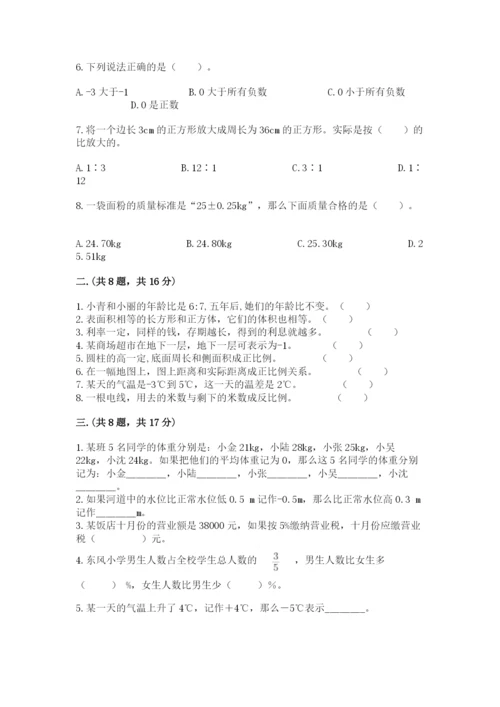 小学六年级数学期末自测题附完整答案（名校卷）.docx