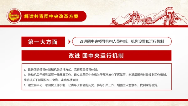 中国共青团中央改革方案学习教育党课PPT