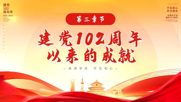 时尚大气峥嵘岁月光辉历程七一建党节向伟大的党献礼PPT模板