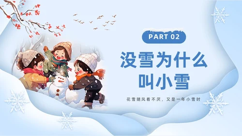 蓝色卡通风小雪节气介绍PPT模板