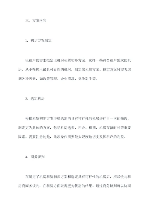 租赁机房协调方案范文模板