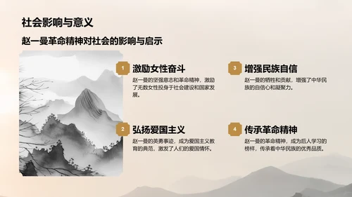灰色复古风巾帼英雄赵一曼生平简介PPT模板