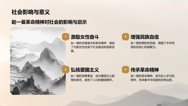 灰色复古风巾帼英雄赵一曼生平简介PPT模板