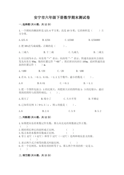 安宁市六年级下册数学期末测试卷推荐.docx