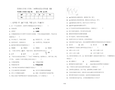 苏教版七年级《生物》上册期末试卷及答案【一套】