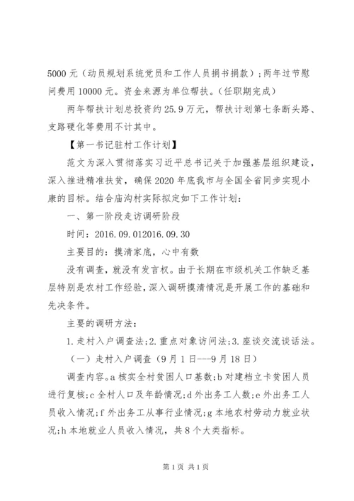 XX年第一书记驻村工作计划-驻村第一书记工作计划范文.docx