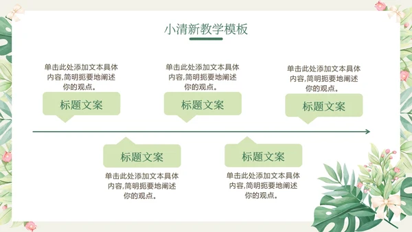 花环绿色清新教学PPT模板