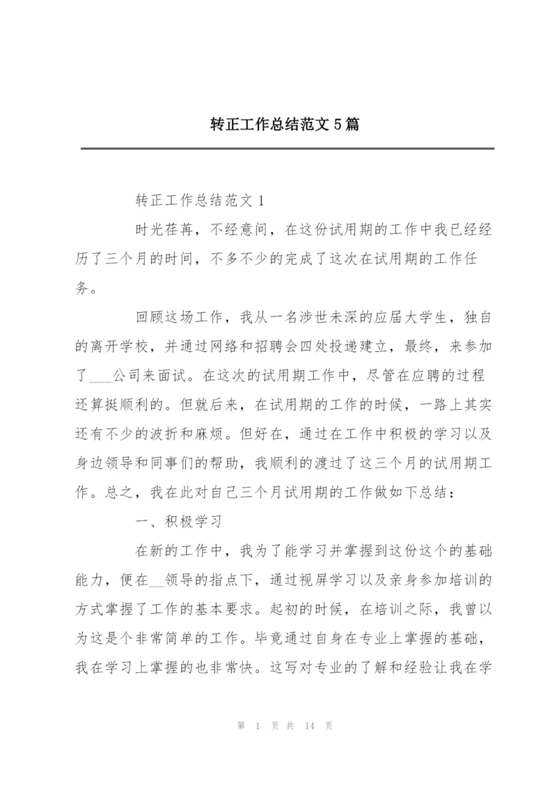 转正工作总结范文5篇.docx