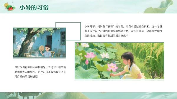绿色简约清新小暑课件通用PPT模板