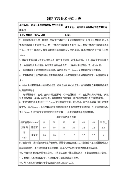 消防工程技术交底内容