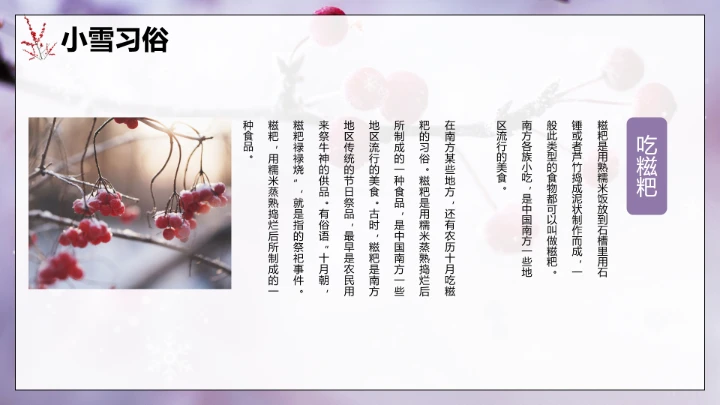 唯美简约小雪节气雪景二十四节气介绍PPT模板