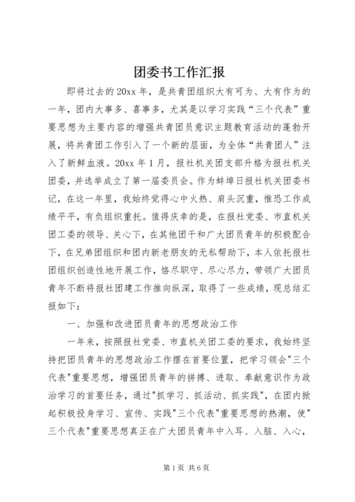 团委书工作汇报.docx