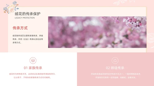 小清新风格粉色绒花开不败但愿春常在非遗绒花讲座ppt非遗非遗文化非物质文化遗产