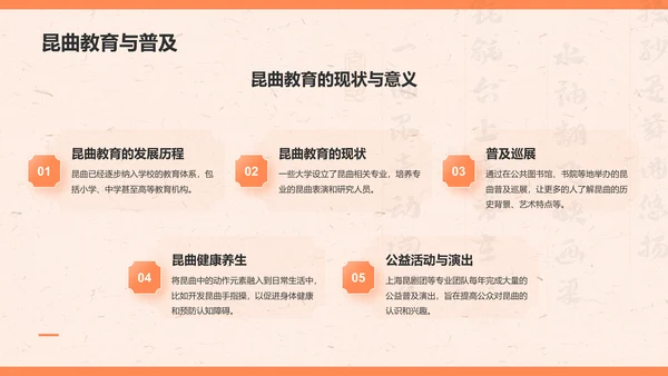 橙色复古风昆曲——非遗文化科普PPT模板