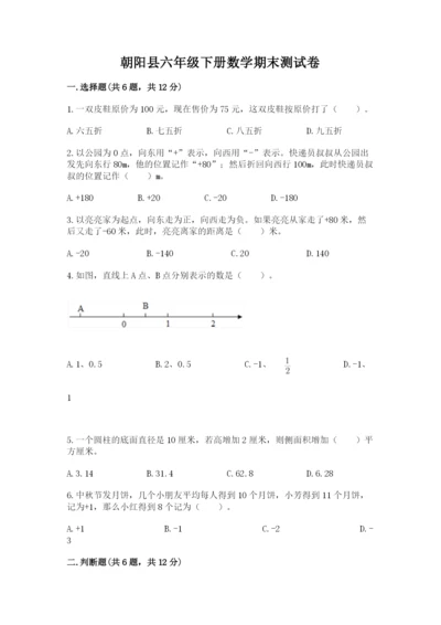 朝阳县六年级下册数学期末测试卷（培优）.docx