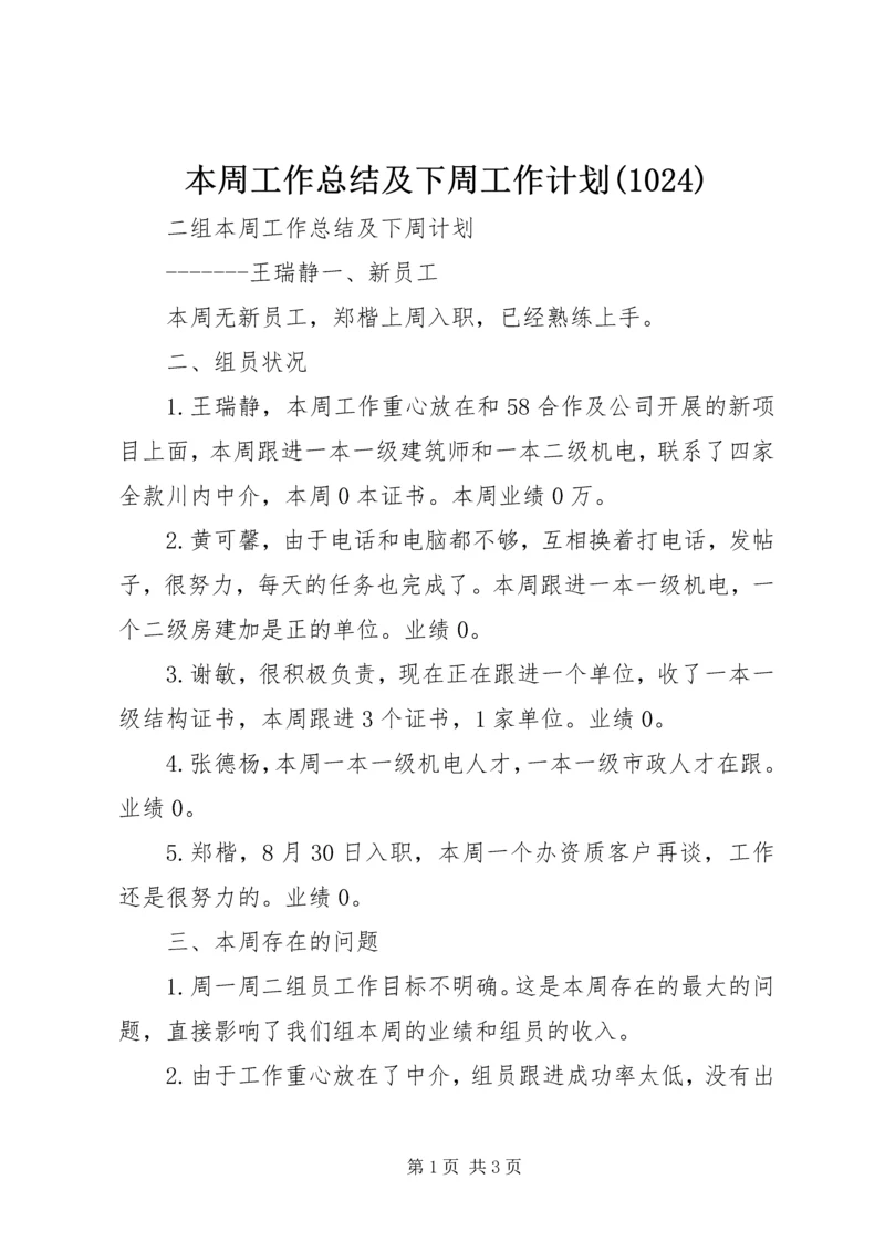 本周工作总结及下周工作计划(1025).docx