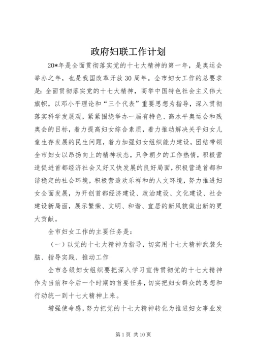 政府妇联工作计划.docx