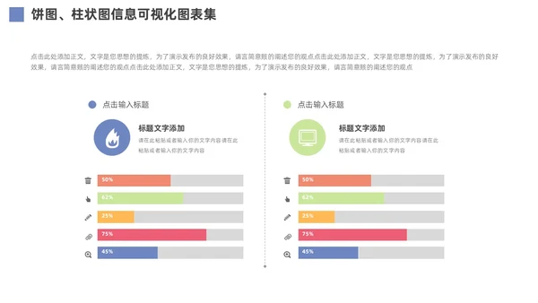 通用饼图柱状图信息可视化图表PPT