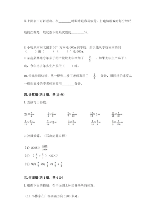 2022人教版六年级上册数学期末测试卷附完整答案【历年真题】.docx