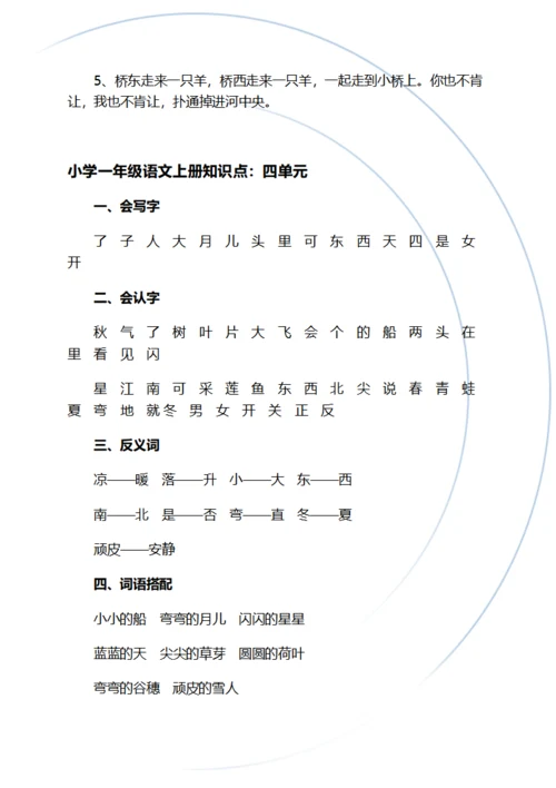 小学一年级语文上册知识点