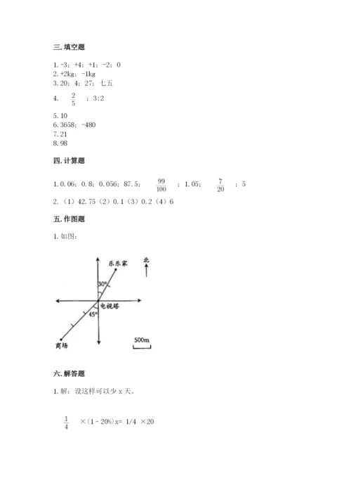 沪教版小学六年级下册数学期末综合素养测试卷附答案（黄金题型）.docx