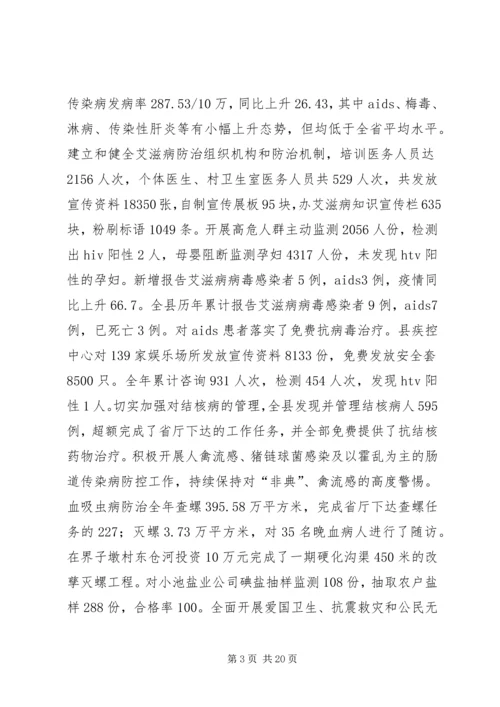 在全县卫生工作会议上的工作报告.docx
