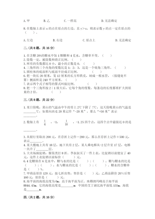 河南省平顶山市六年级下册数学期末考试试卷附参考答案（综合题）.docx
