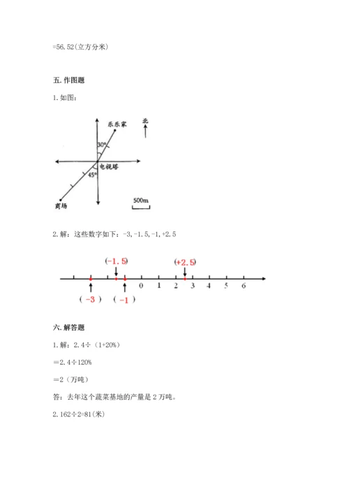 人教版六年级下册数学期末测试卷含答案（轻巧夺冠）.docx