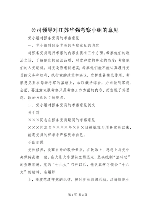 公司领导对江苏华强考察小组的意见.docx